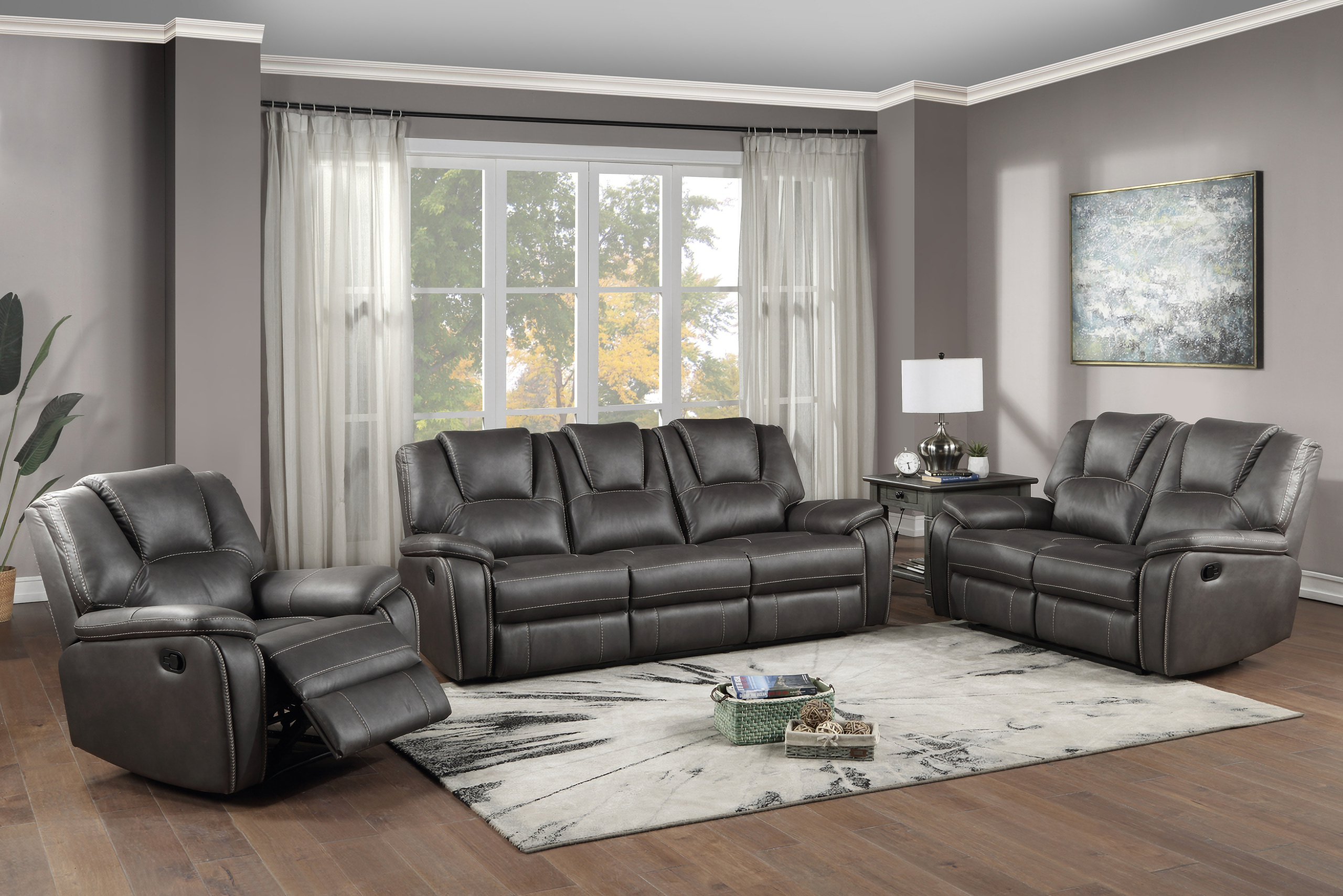 Leather sofa and loveseat deals recliner set