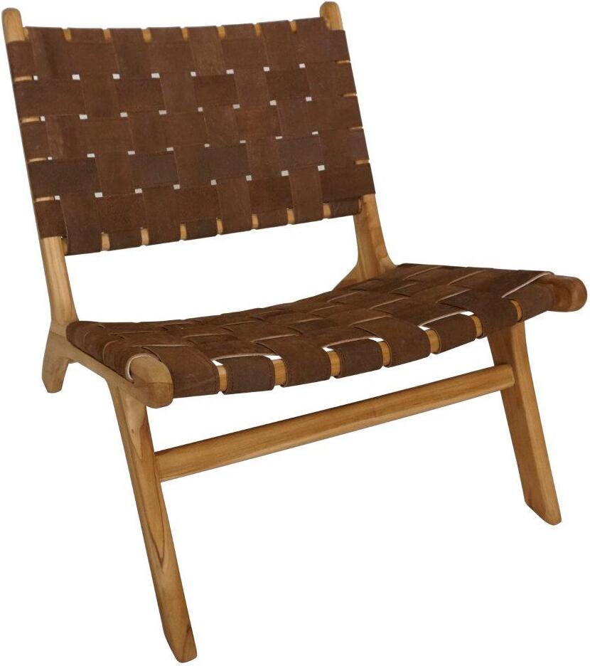 Kenneth Strap Chair In Dark Brown Suede by Padmas Plantation