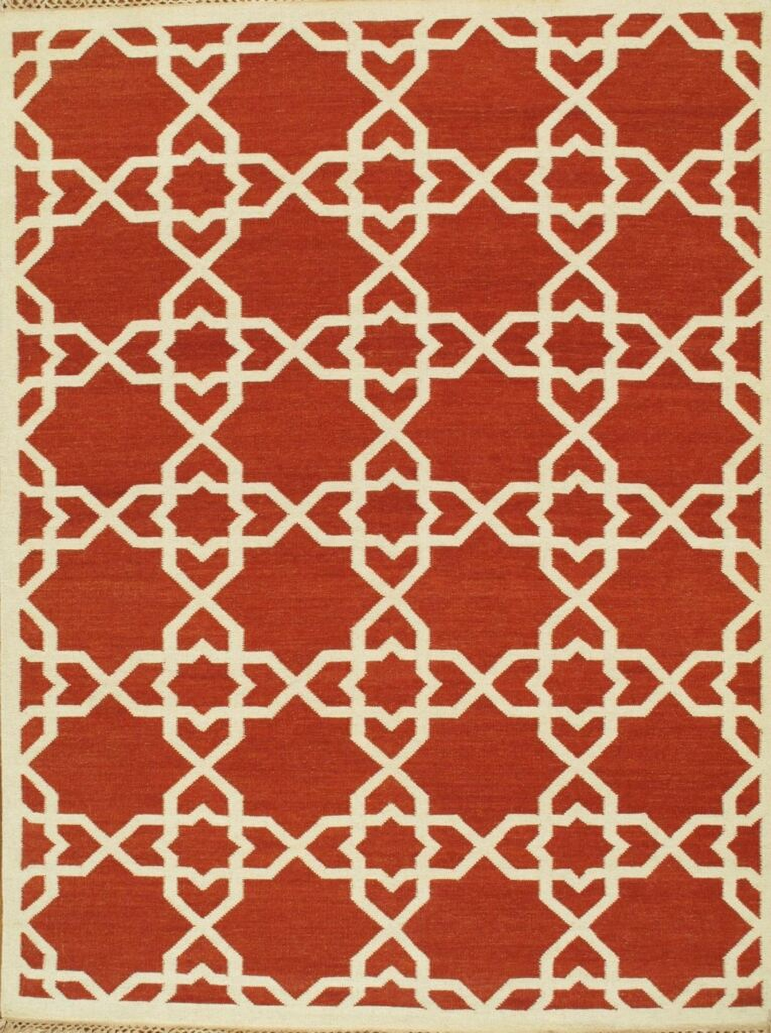Kilim Collection Hand-Woven Lamb's Wool Area Rug-10' x 14' In Ivory and ...