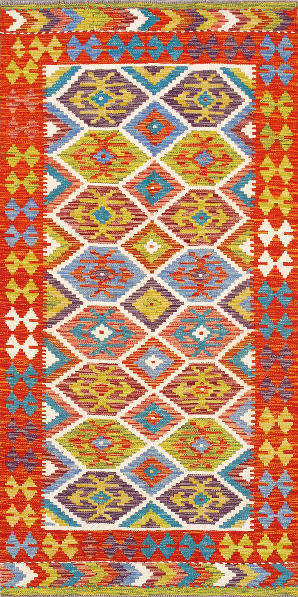 Kilim Collection Reversible Wool Area Rug- 3'5" x 6'10" In Multi by ...