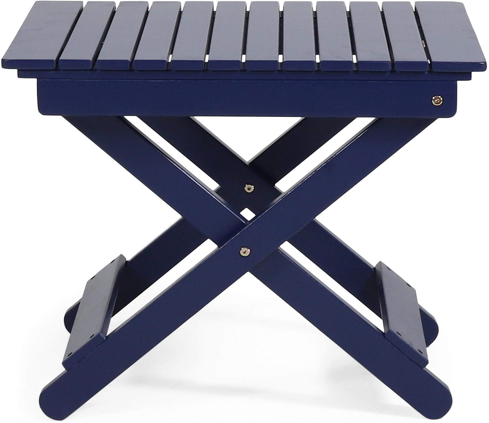 Kin Outdoor Folding Wooden Side Table In Navy Blue by Noble House ...