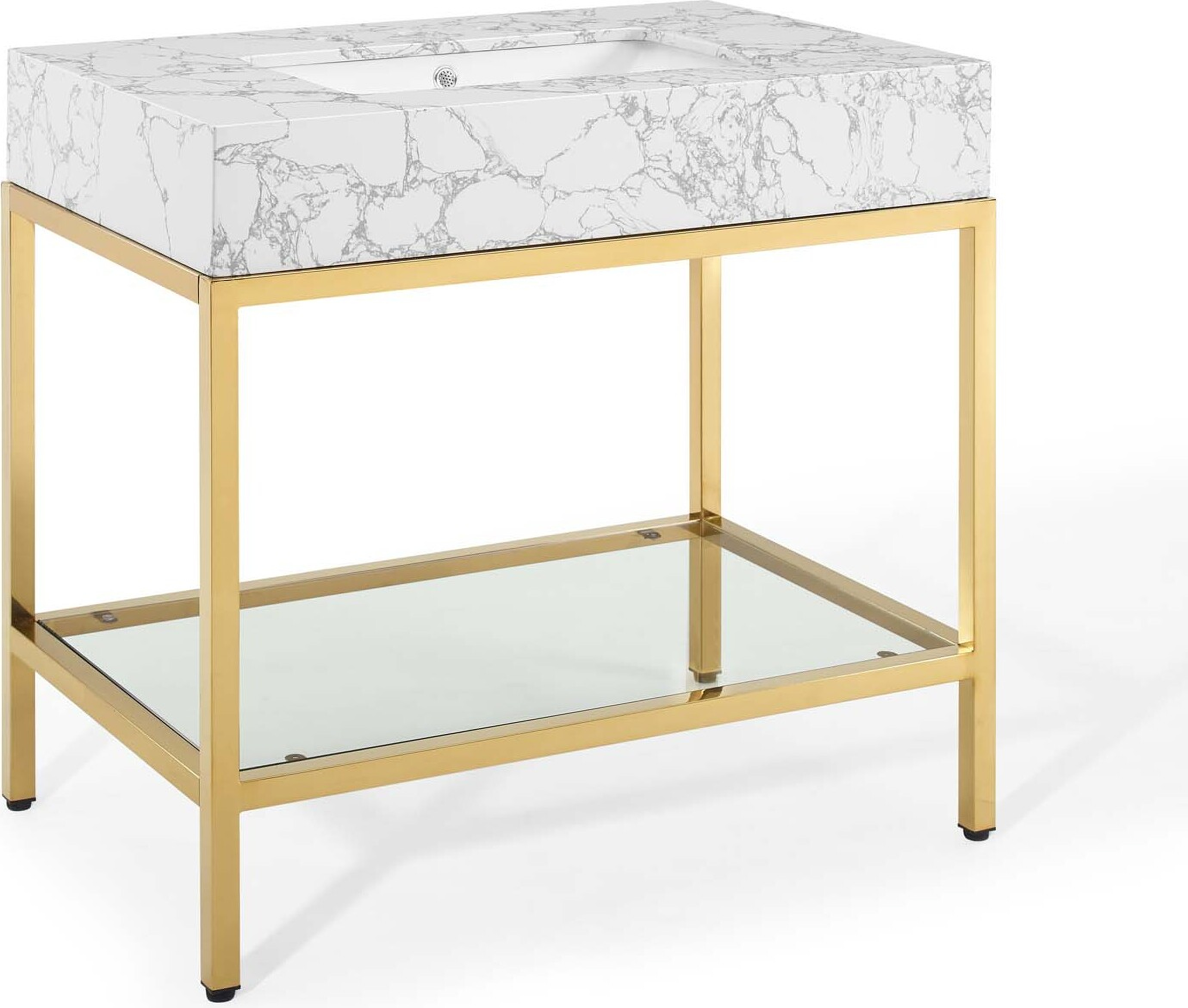 Kingsley 36 Inch Gold Stainless Steel Bathroom Vanity by Modway