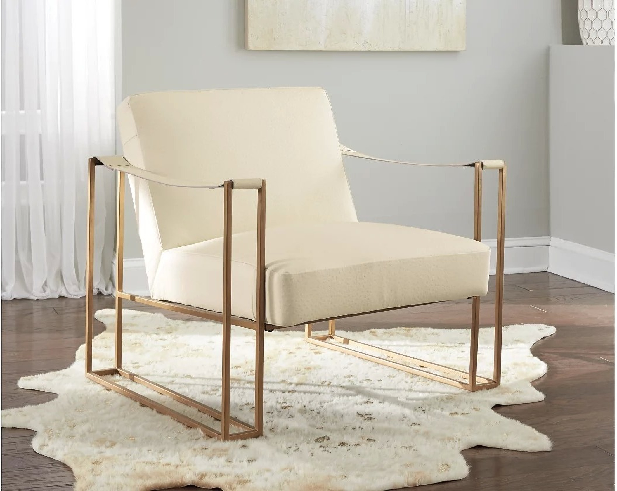 Cream and wood accent outlet chair