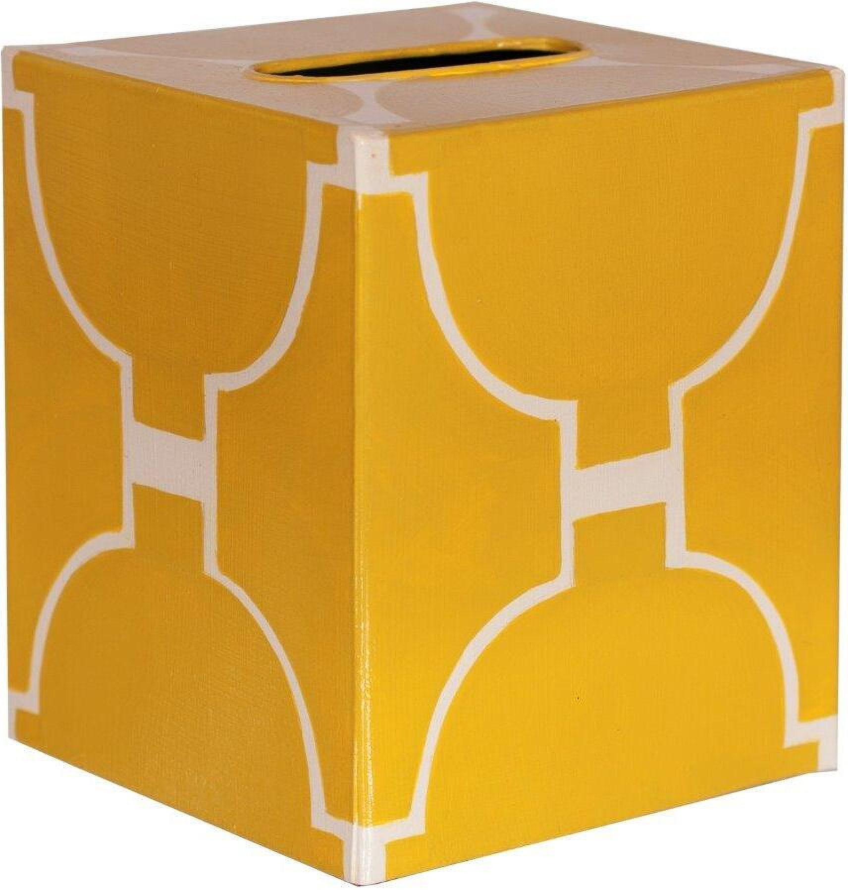 Kleenex Yellow And Cream Pattern Box by Worlds Away | 1StopBedrooms