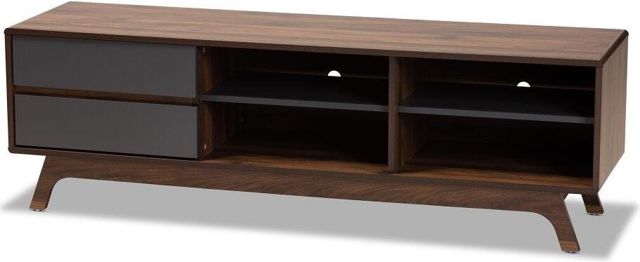 Koji Mid Century Modern Two Tone Grey and Walnut Finished Wood 2