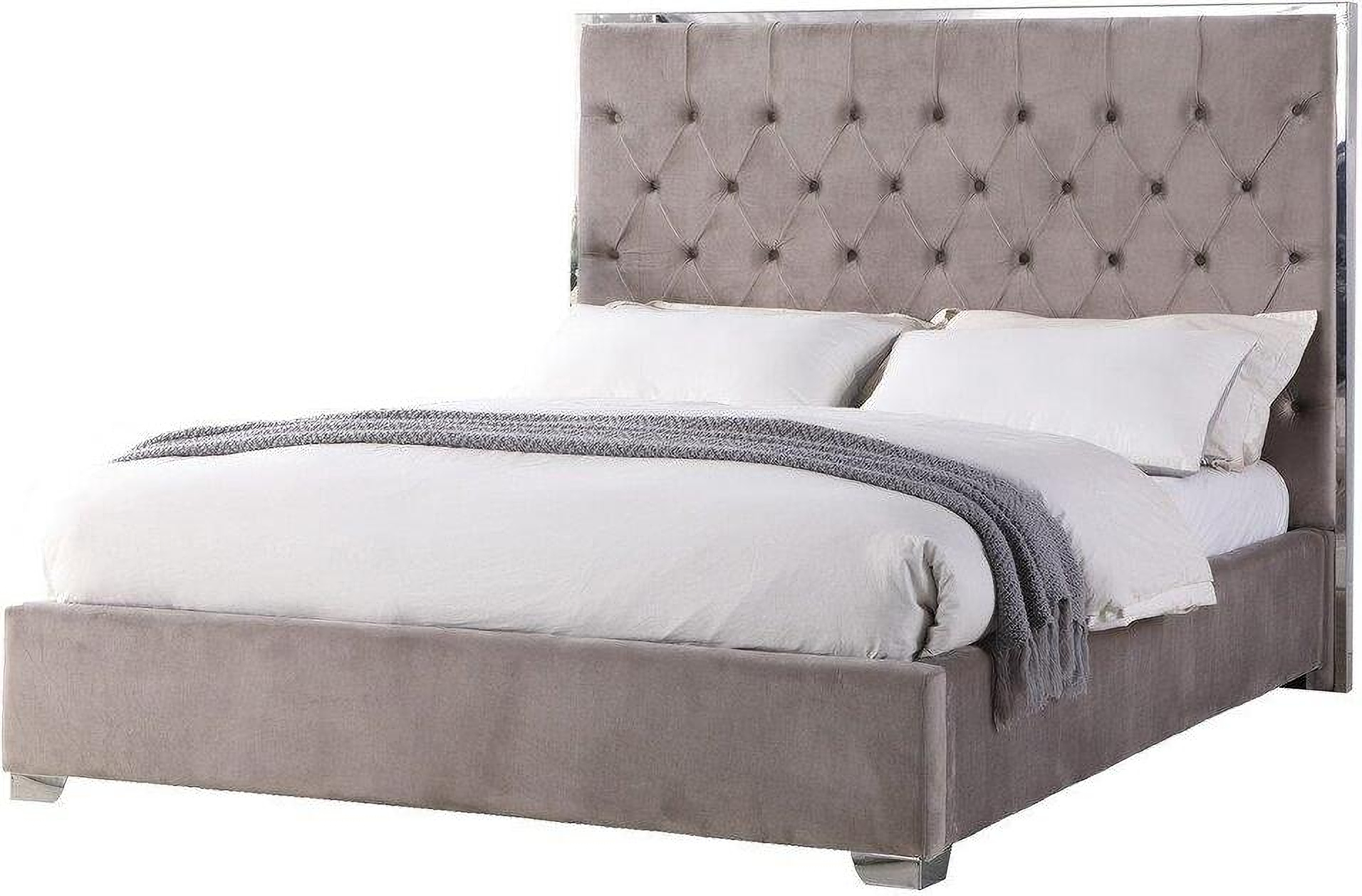 Kressa Velour Fabric Tufted Eastern King Platform Bed In Light Gray By Best Master Furniture Kressa Velour Fabric Tufted Eastern King Platform Bed In Light Gray By Best Master Furniture
