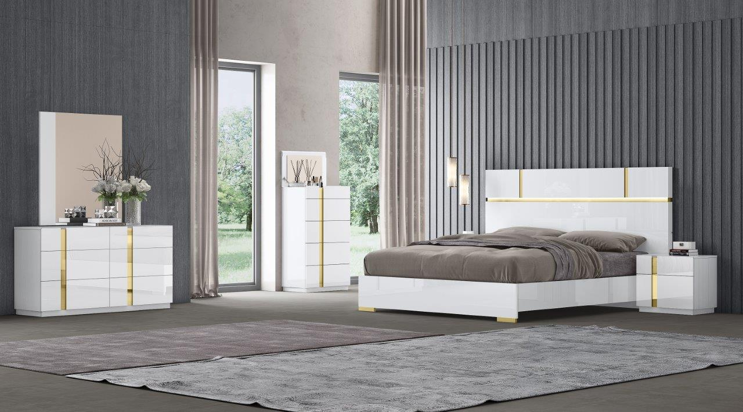 green emerald velvet dress Lucia 5-piece Eastern King Bedroom Set Beige and White – Charlotte's  Furniture and Fashion