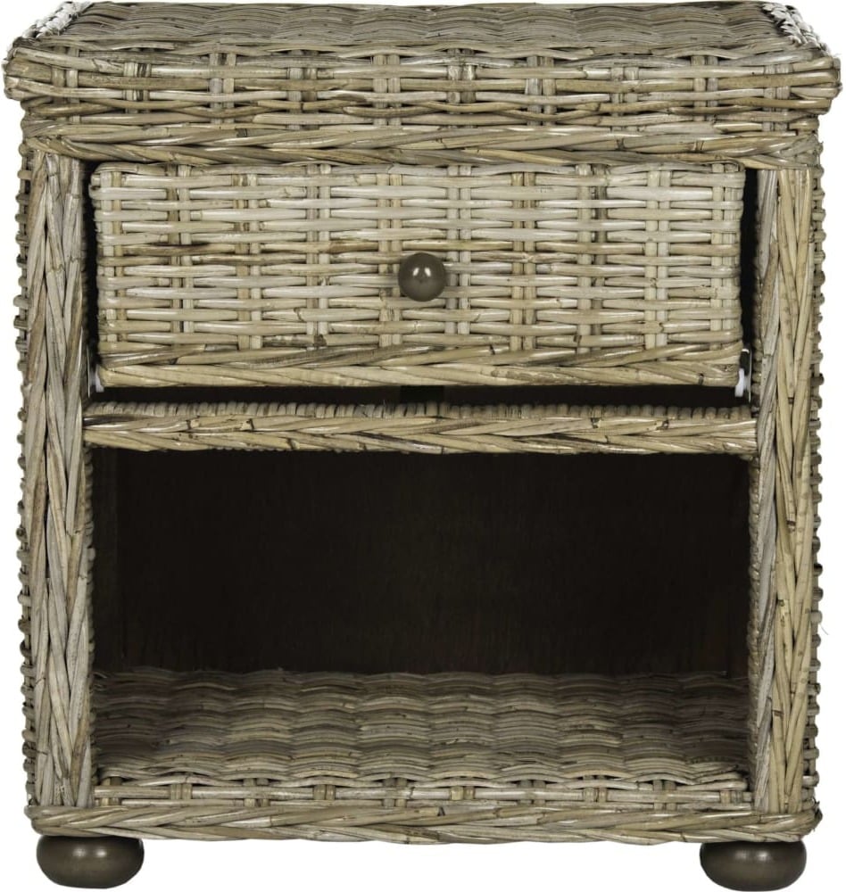 Lagos Natural Kubu Grey Wicker Nightstand With Drawer 8 Inch Storage 1stopbedrooms