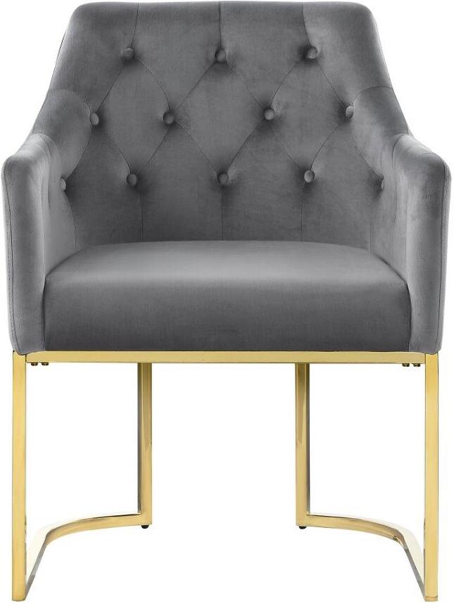 Lana Gray Tufted Velvet Arm Chair In Gold by Best Master Furniture