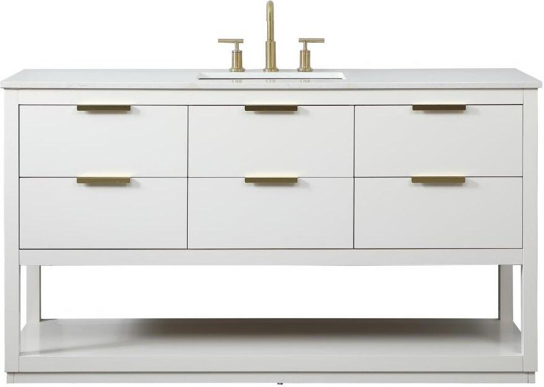 Larkin 60 Inch Single Bathroom Vanity In White by Elegant Lighting ...