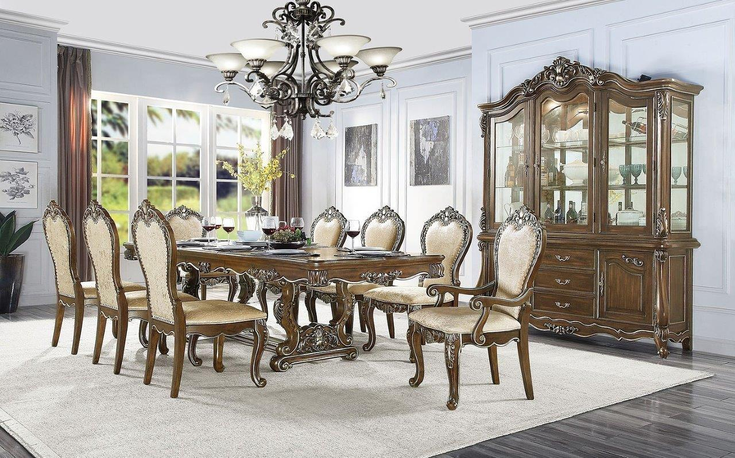 Latisha 114 Inch Rectangular Dining Room Set