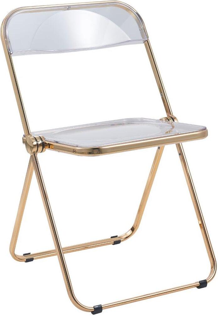 Leisuremod Lawrence Acrylic Folding Chair With Gold Metal Frame