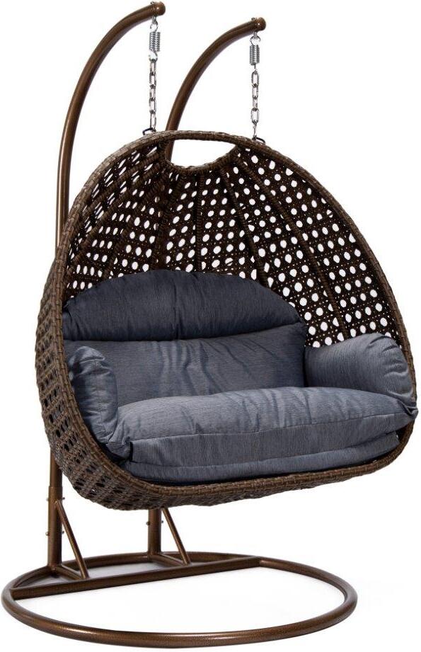 Leisuremod egg charcoal blue online wicker hanging swing chair