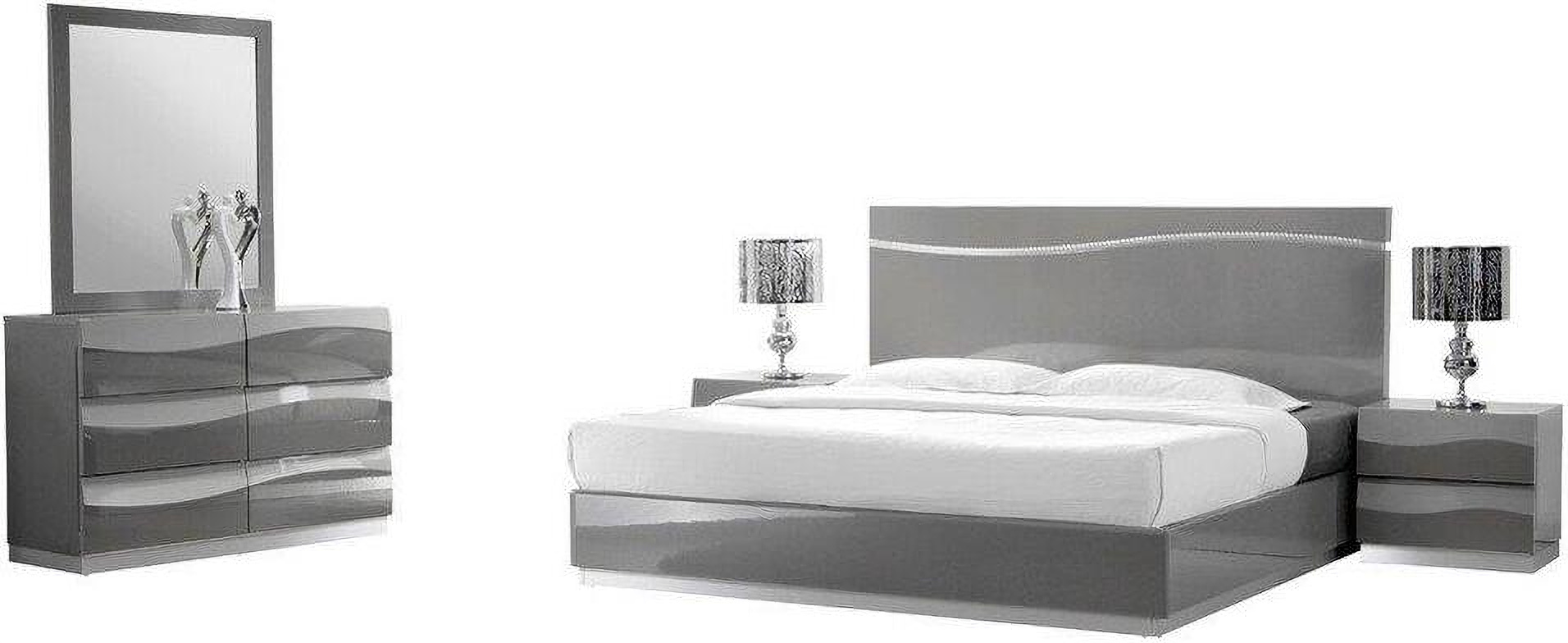 Best Master Furniture Leon Gray Modern 5 Piece Bedroom Set King
