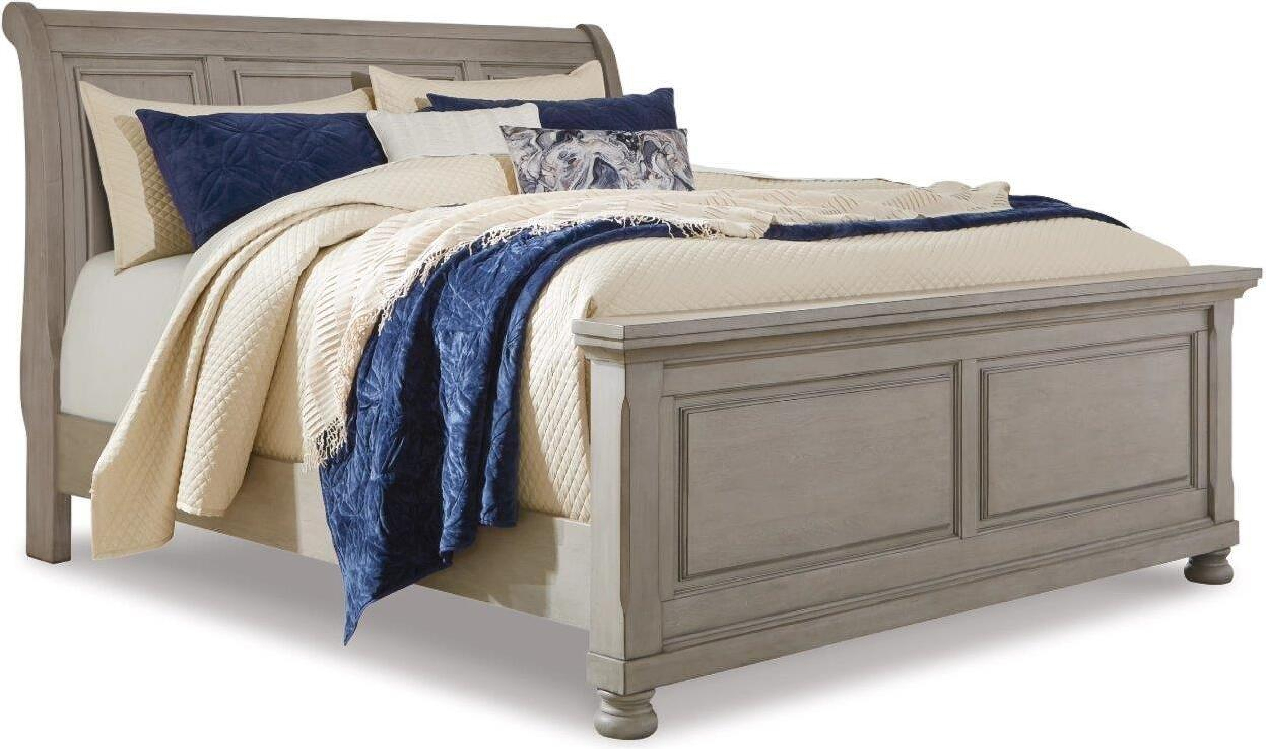 Lettner California King Sleigh Bed In Light Gray by Ashley Furniture ...