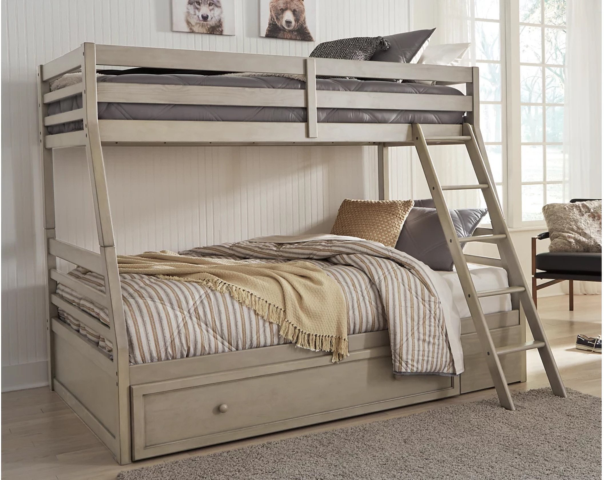 Lettner Light Gray Twin Over Full Bunk, Twin Bed Under $50