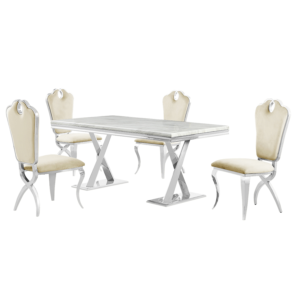 Faux marble 5 piece dining online set