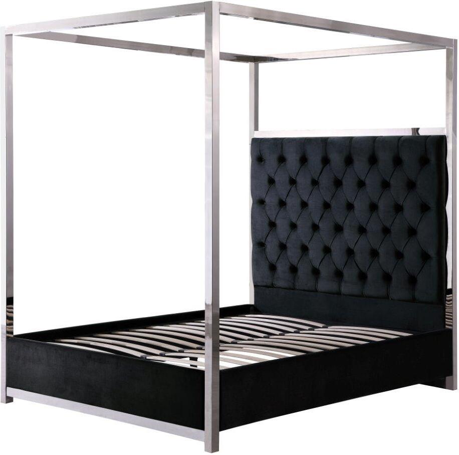 Lianson Velvet Black Queen Canopy Bed 1StopBedrooms