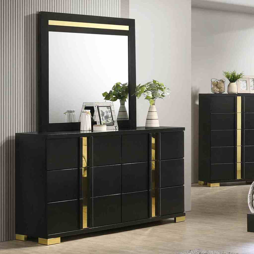 gold and black dresser 64