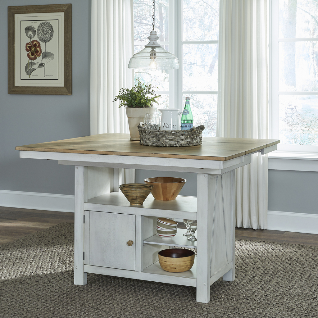 Lindsey Farm Kitchen Island In Weathered White and Sandstone by