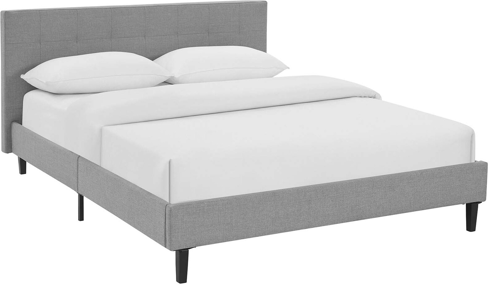 Linnea Light Gray Queen Fabric Bed