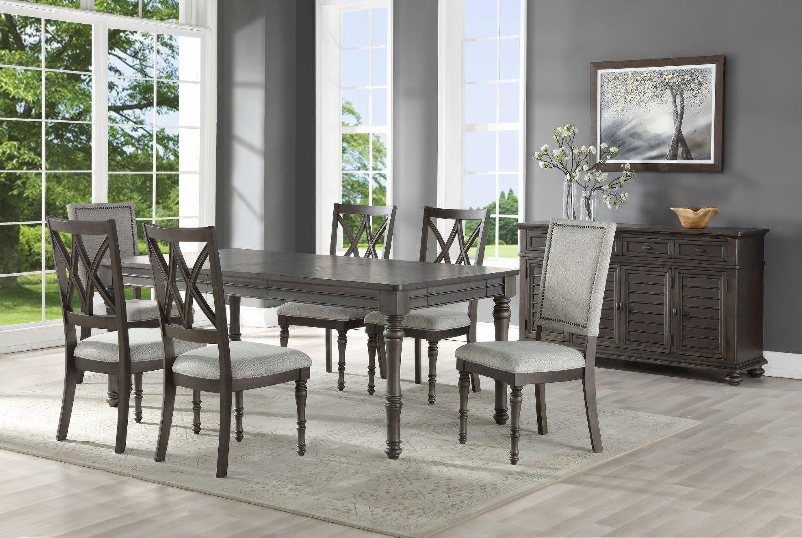 Linnett Grey And Brown Extendable Dining Room Set by Steve Silver ...