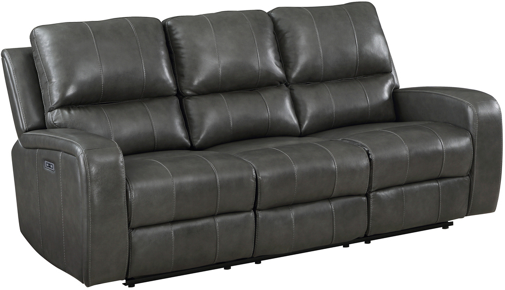 Linton Leather Sofa with Power Footrest In Gray by New Classic