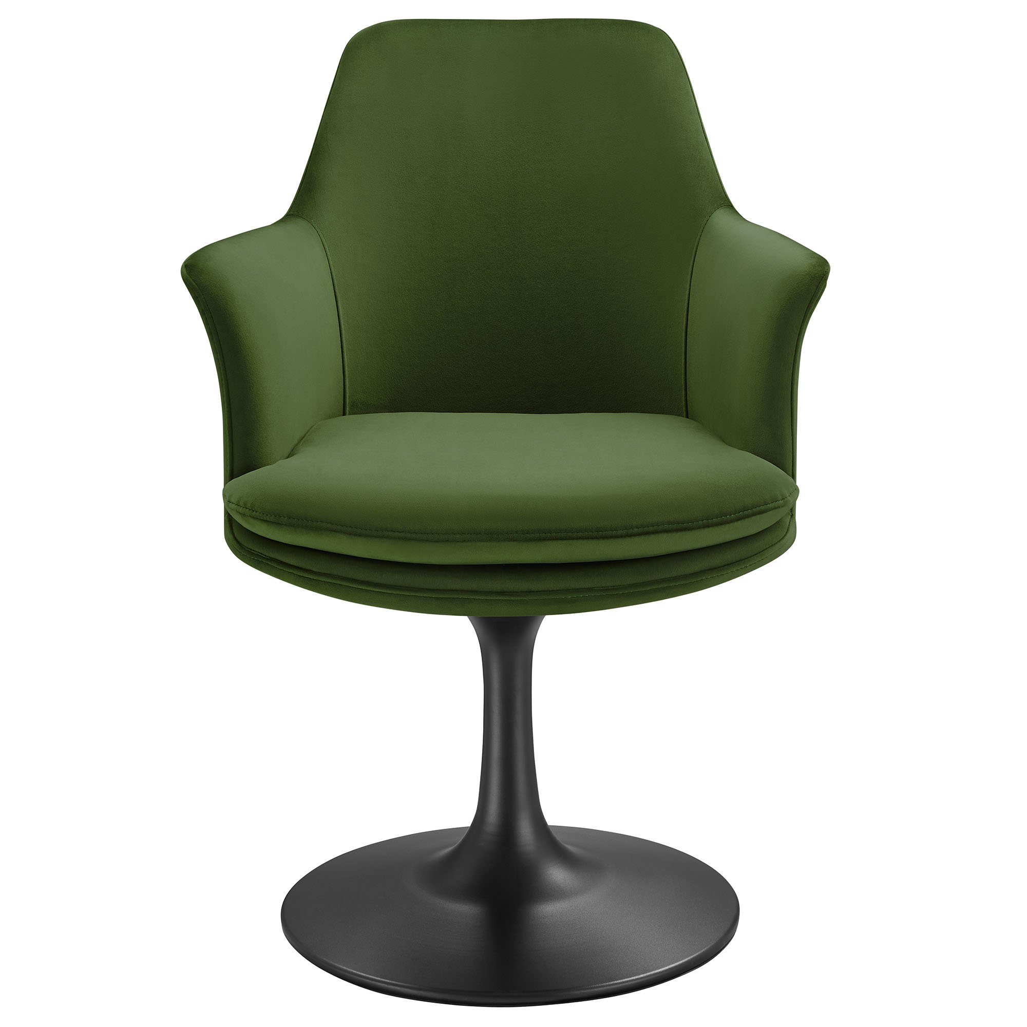 Lippa Performance Velvet Swivel Dining Armchair In Black and Moss