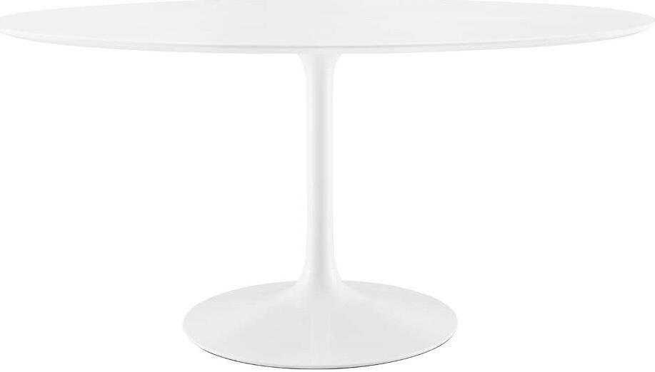 Modway Lippa 60 Oval-shaped Wood Top Dining Table in White