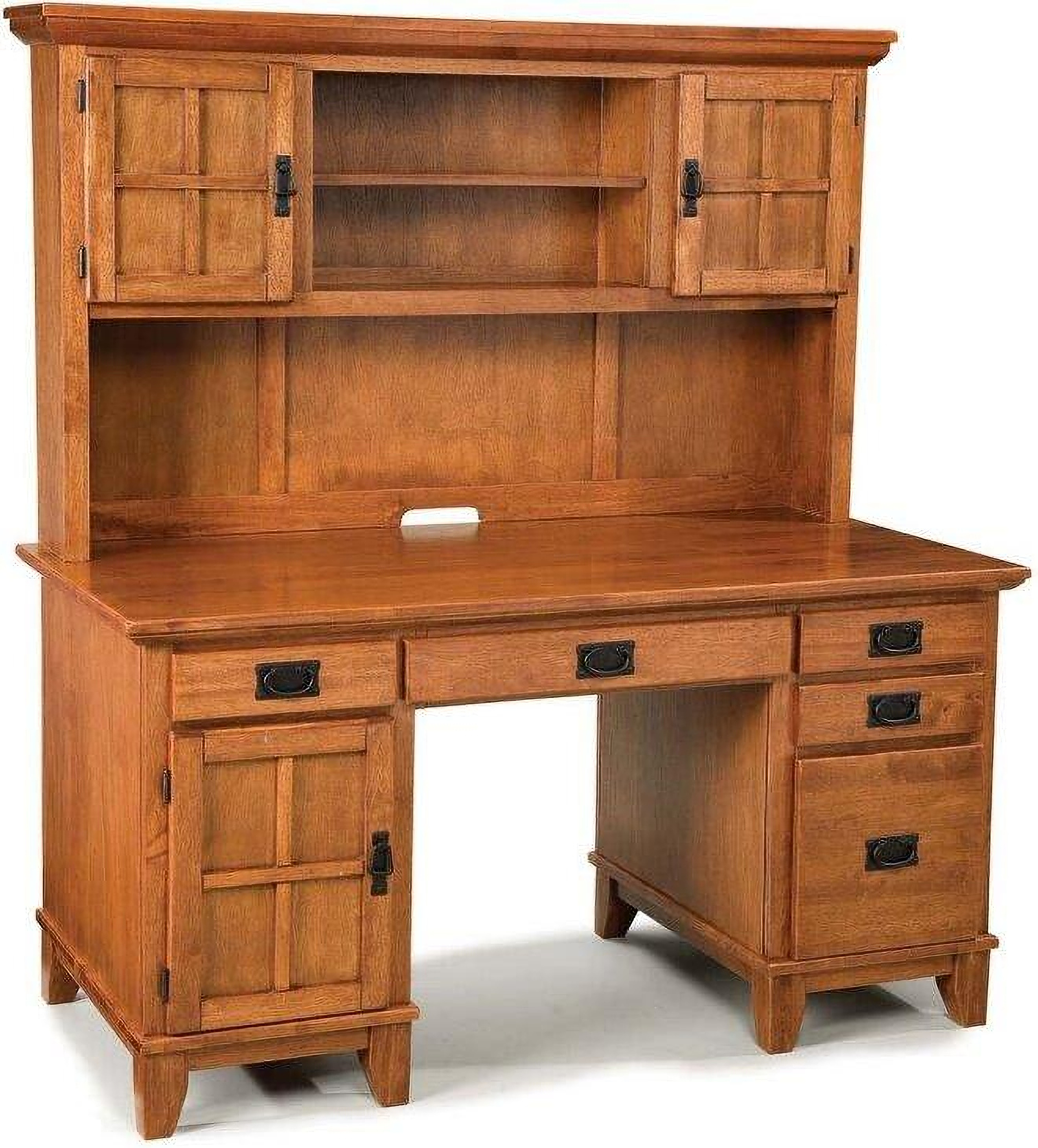 Lloyd Brown Pedestal Desk with Hutch by Homestyles 1StopBedrooms