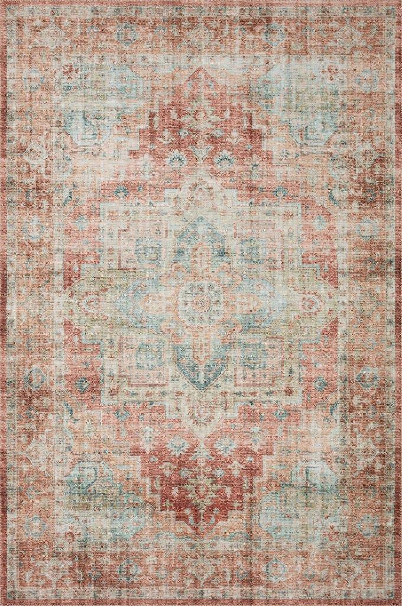 Loloi II Heidi Terracotta and Aqua 2'-6" x 7'-6" Runner Rug by Loloi ...