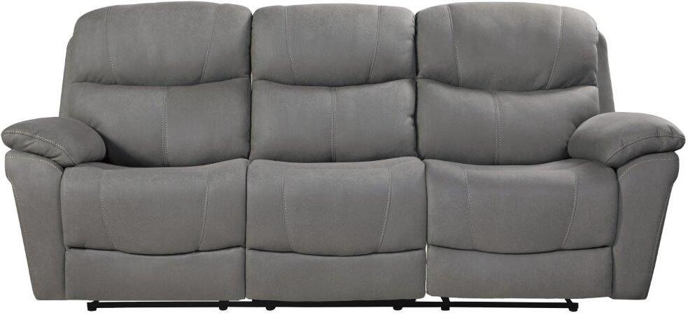 Claude Dual Power Headrest and Lumbar Support Reclining Sofa in Light Grey  Genuine Leather