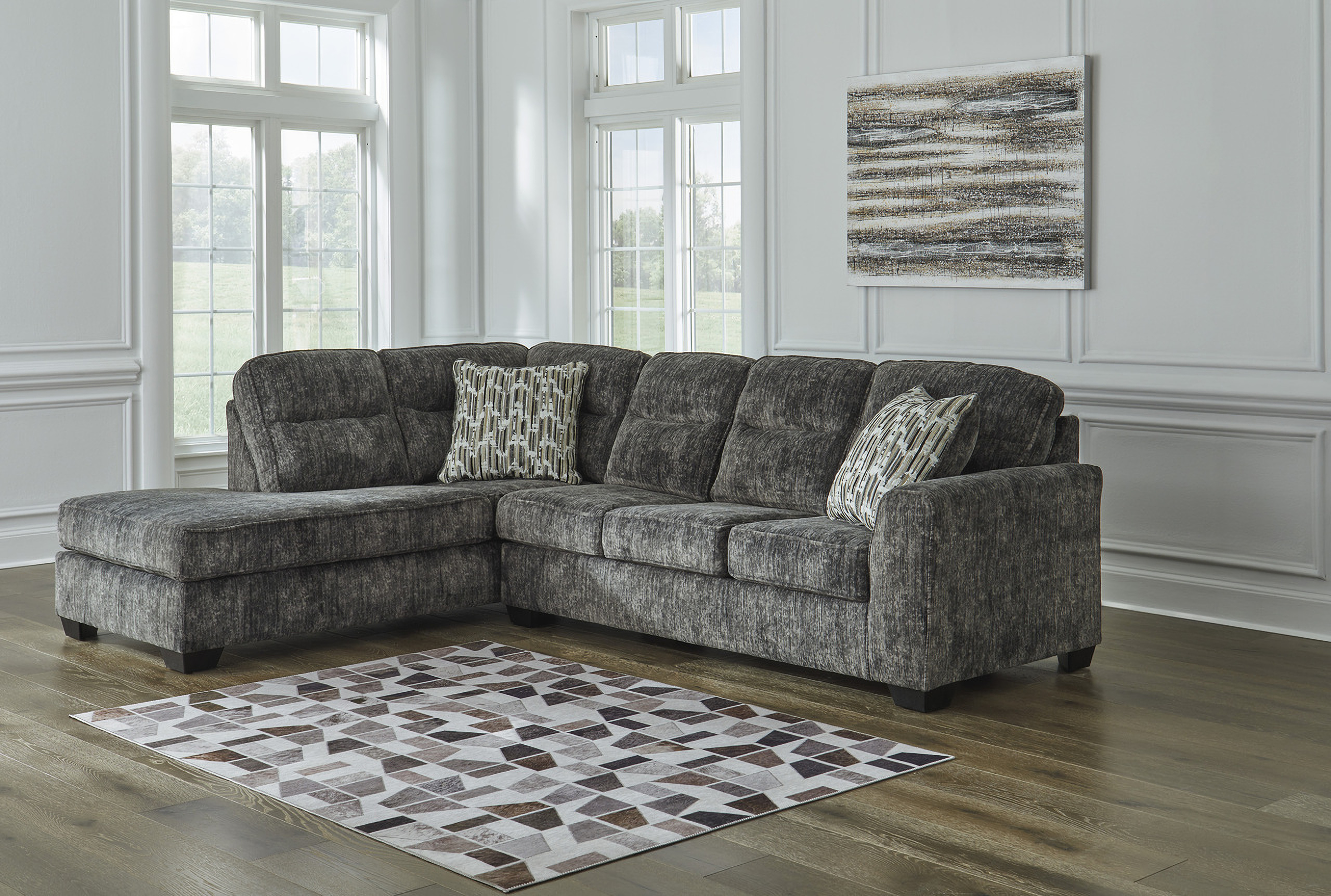 Lonoke 2-Piece LAF Sectional with Chaise In Gunmetal by Ashley