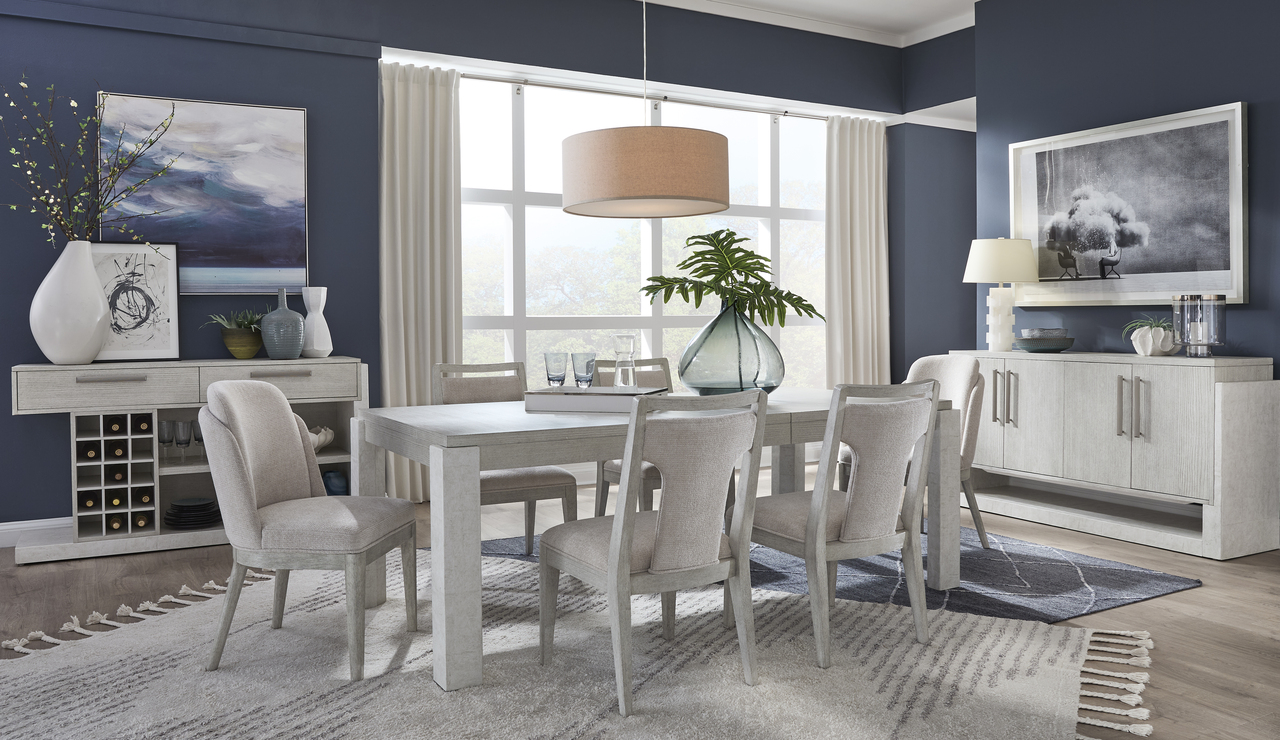 Lorelei Extendable Rectangular Dining Set In Misty Cloud