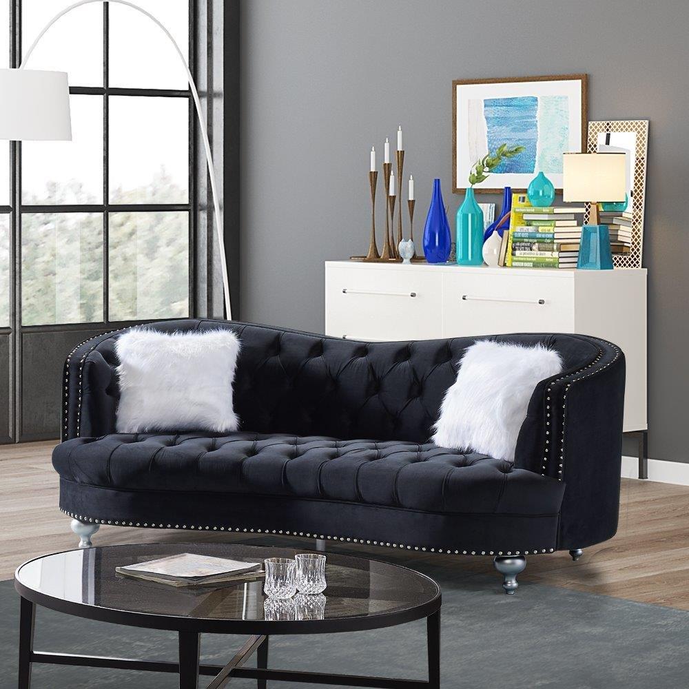 Lori Black Velvet Tuxedo Arm Sofa By Premier Home 1stopbedrooms