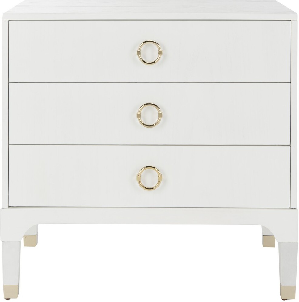 white 3 drawer nightstand modern