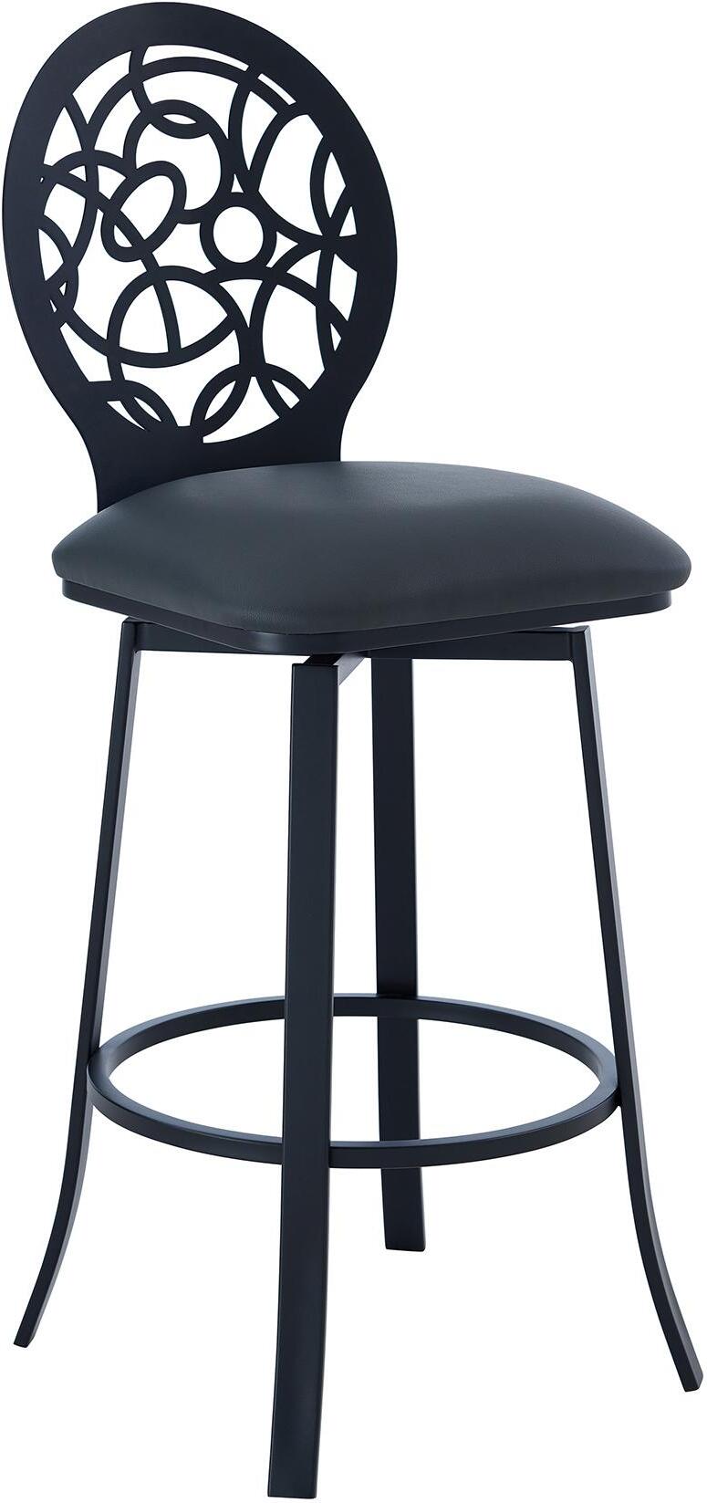 Lotus Matte Black And Grey Faux Leather, 26 Inch Gray Bar Stools