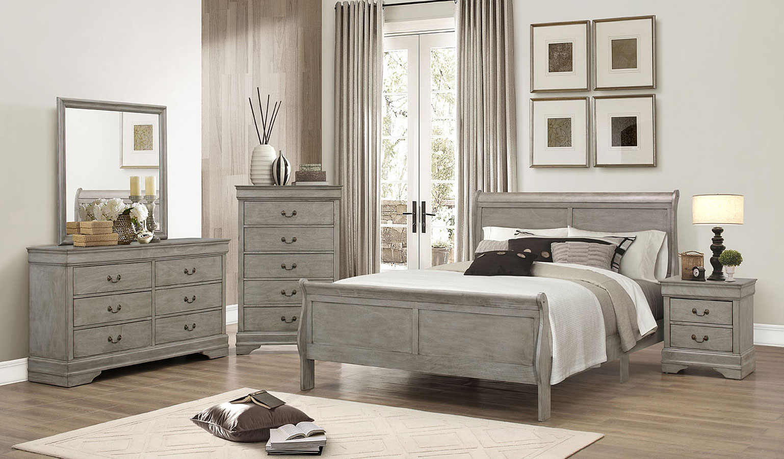 Louis Philippe Antique Grey Bedroom Furniture