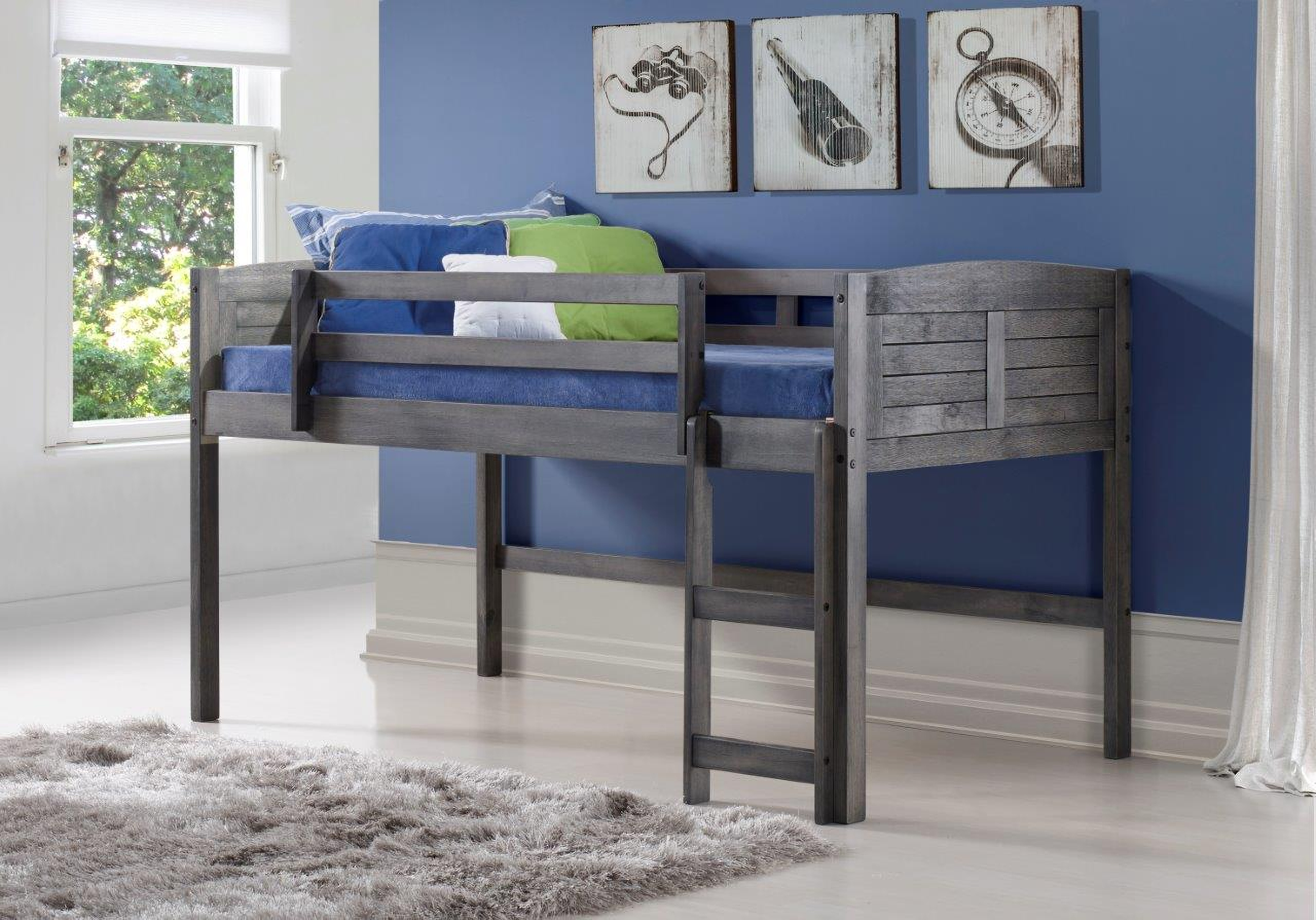 Louver Low Loft Hdbd-Ftbd-Rails Antique Grey by DONCO kids | 1StopBedrooms