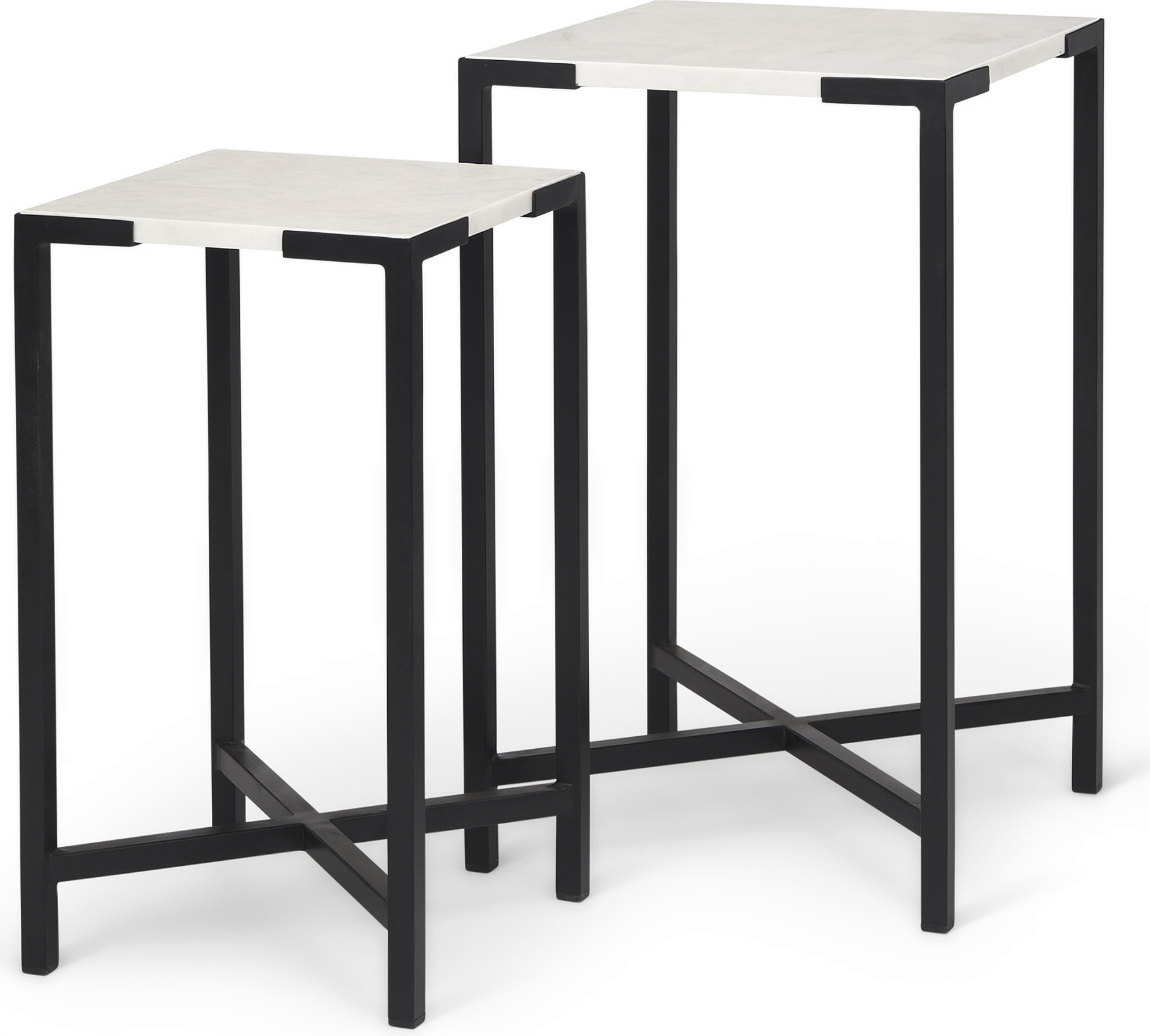 Lucas accent table set of 2 in black and white by mercana 1stopbedrooms