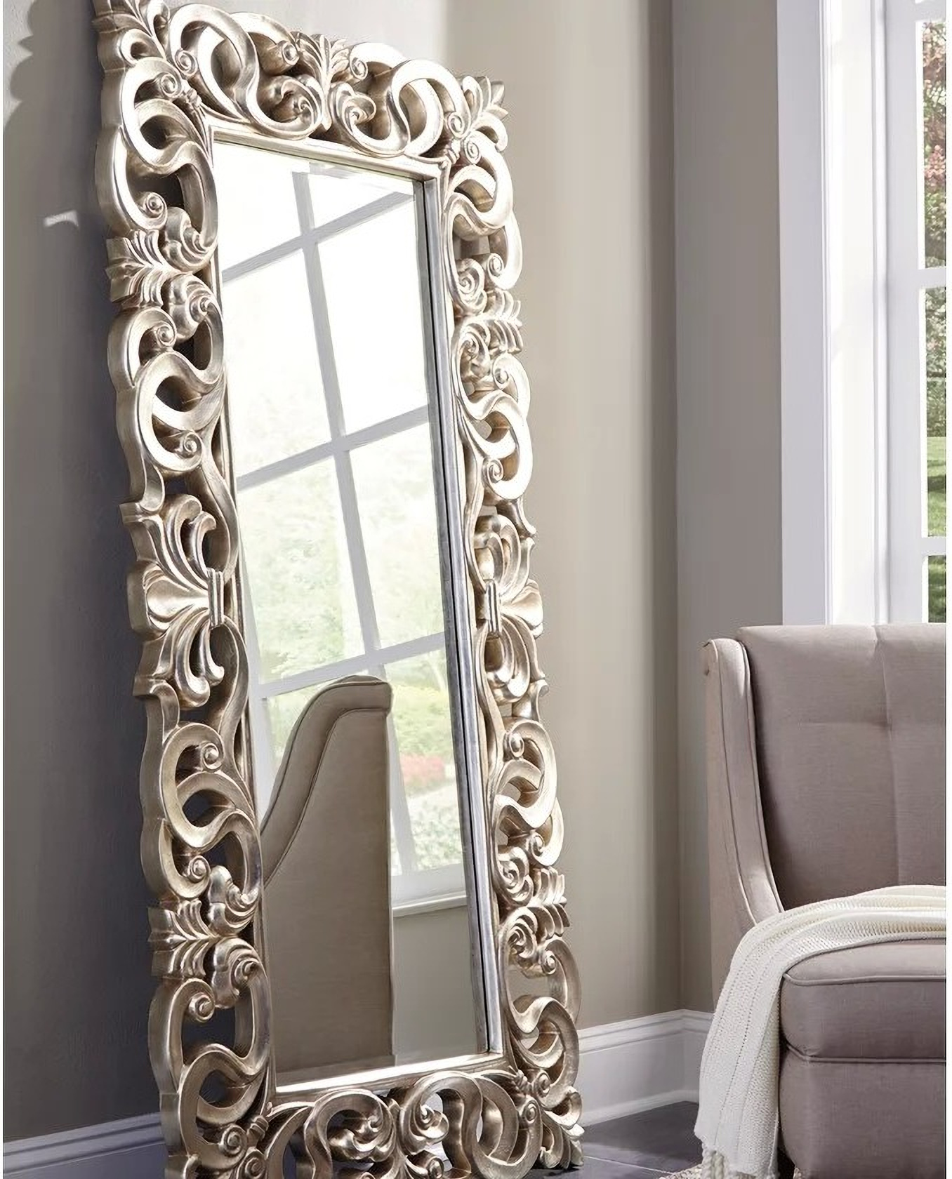 Lucia Antique Silver Accent Mirror by Ashley Furniture 1StopBedrooms