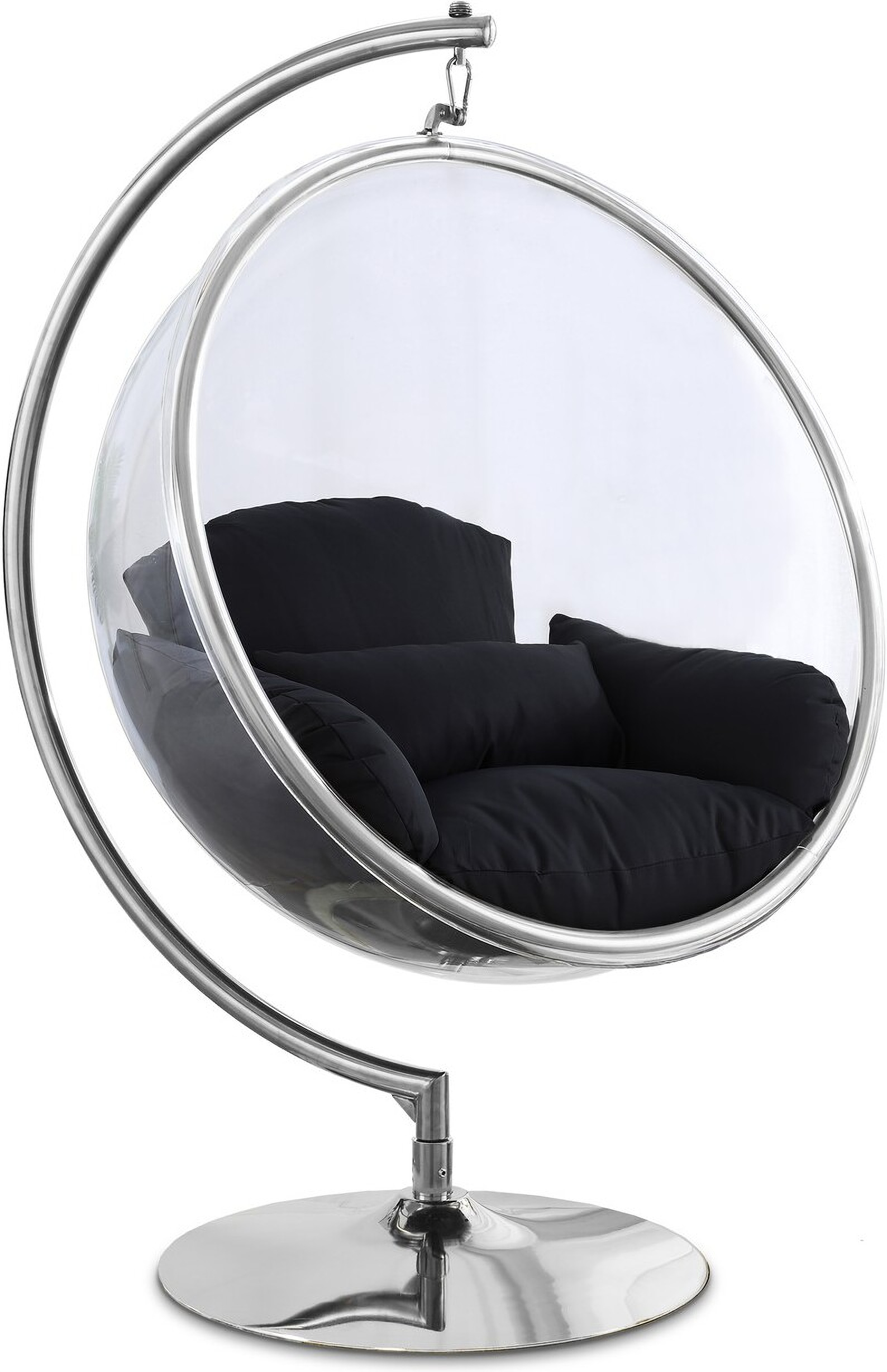 Luna Durable Fabric Acrylic Swing Chair In Black