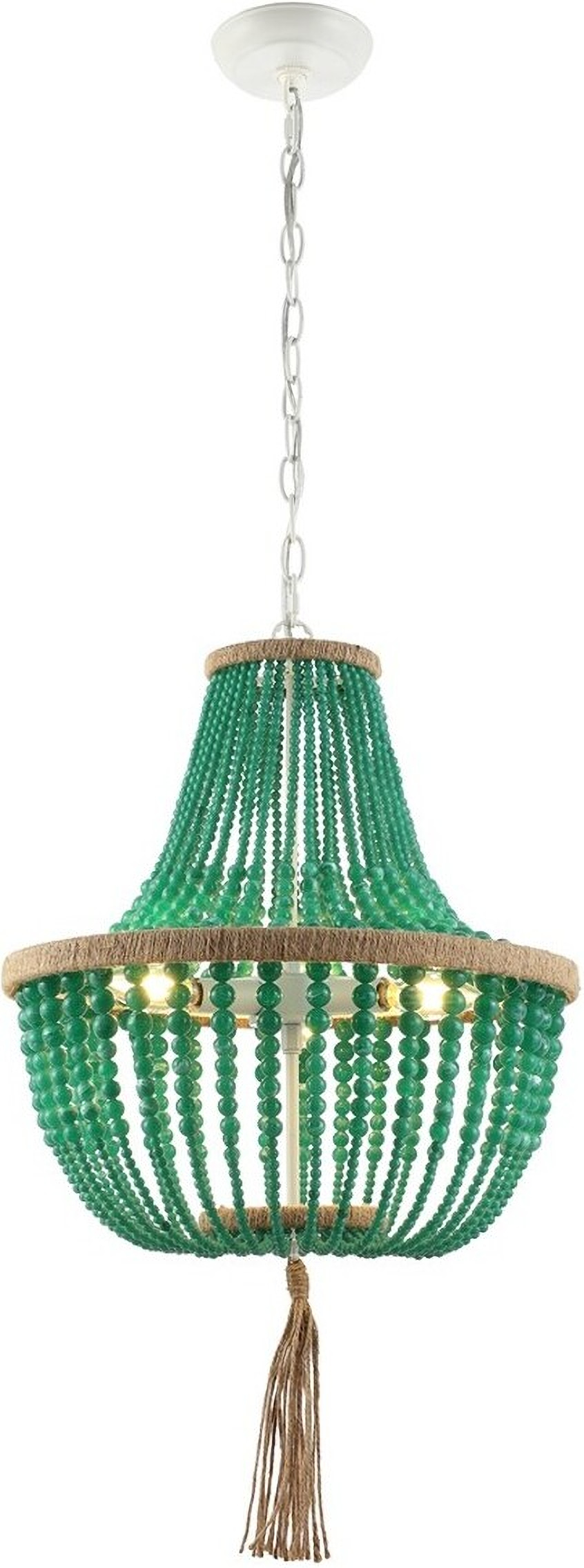 Lush kristi 3 light 16 5 inch dia beaded pendant in emerald by safavieh