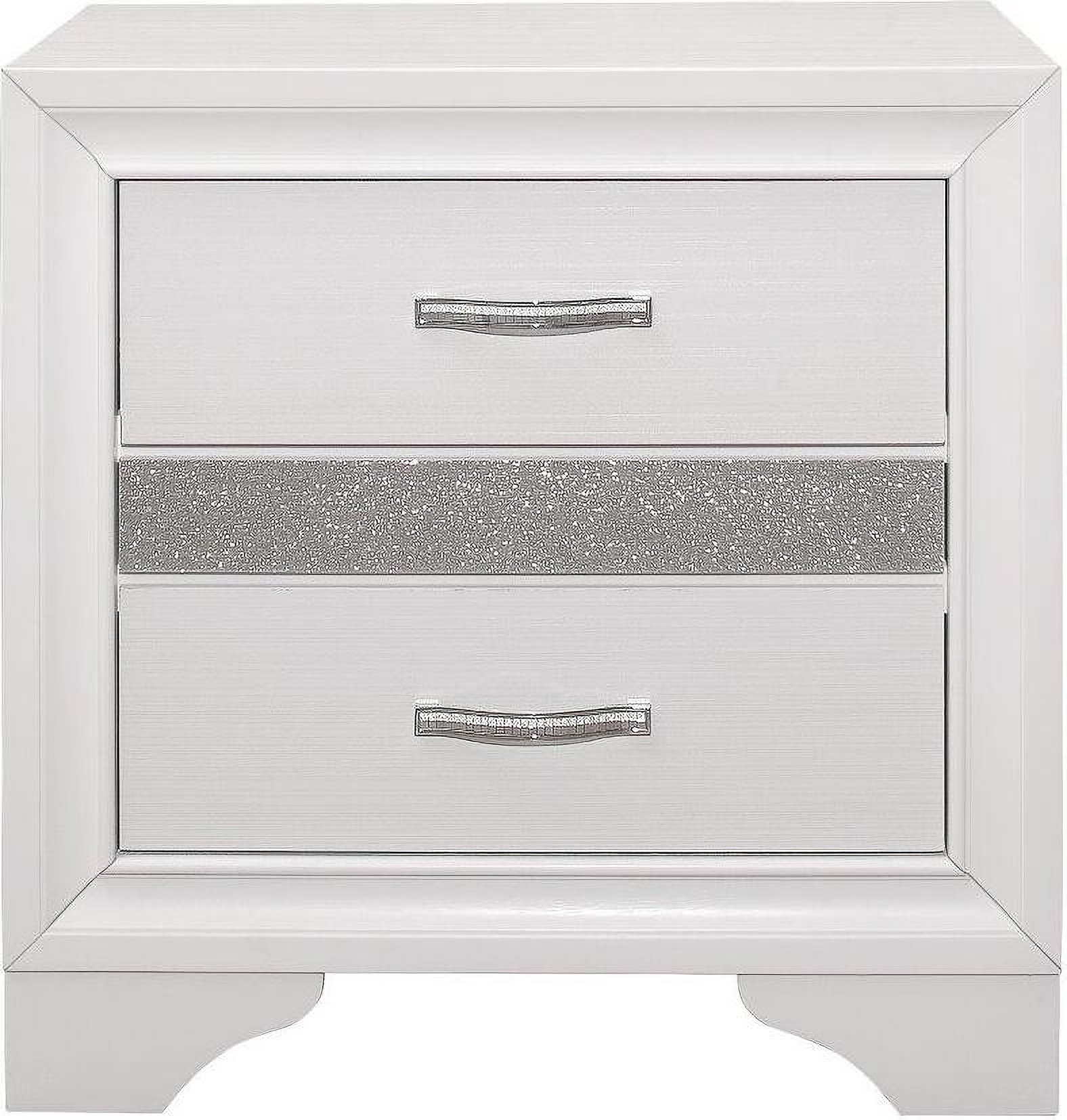 Luster White And Silver Glitter Nightstand by Homelegance | 1StopBedrooms