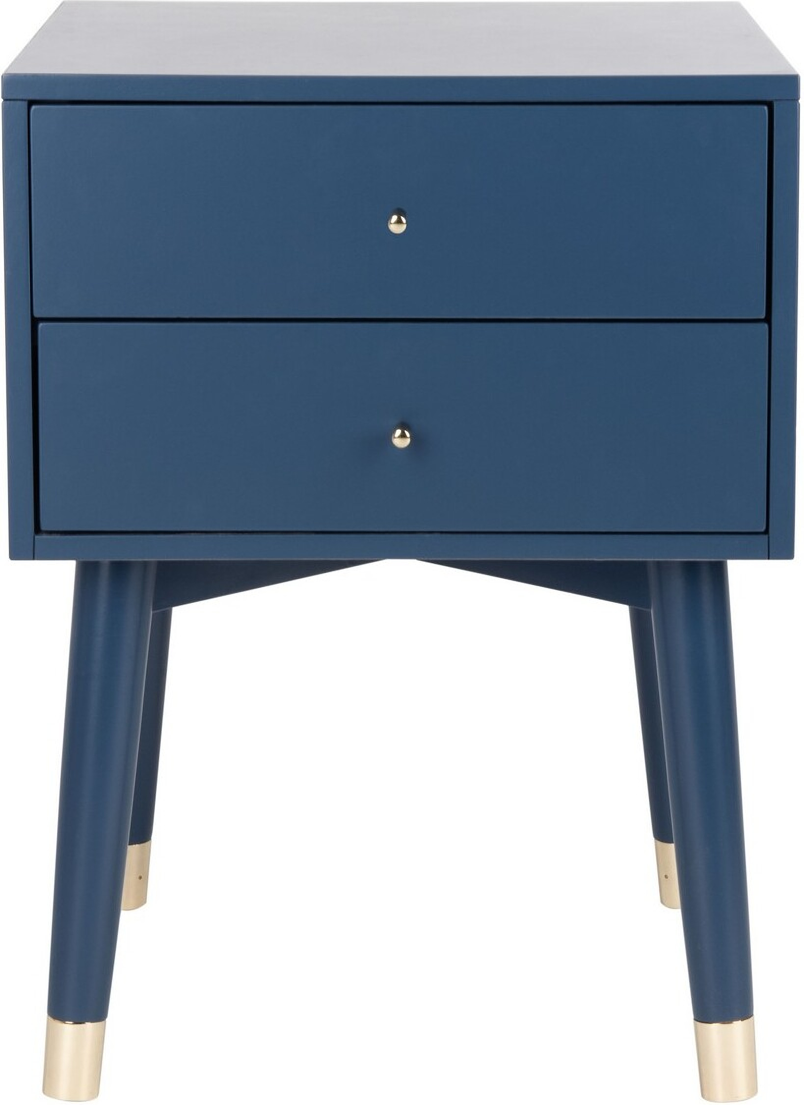 Lyla Mid Century Retro Silver Cap Nightstand in Blue and Gold by