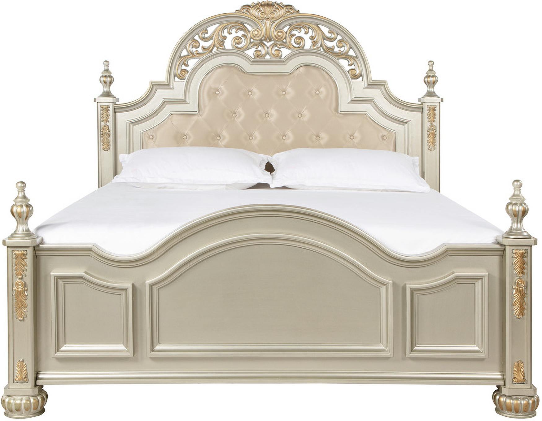 Lyon King Bed In Silver Champagne by Glory 1StopBedrooms