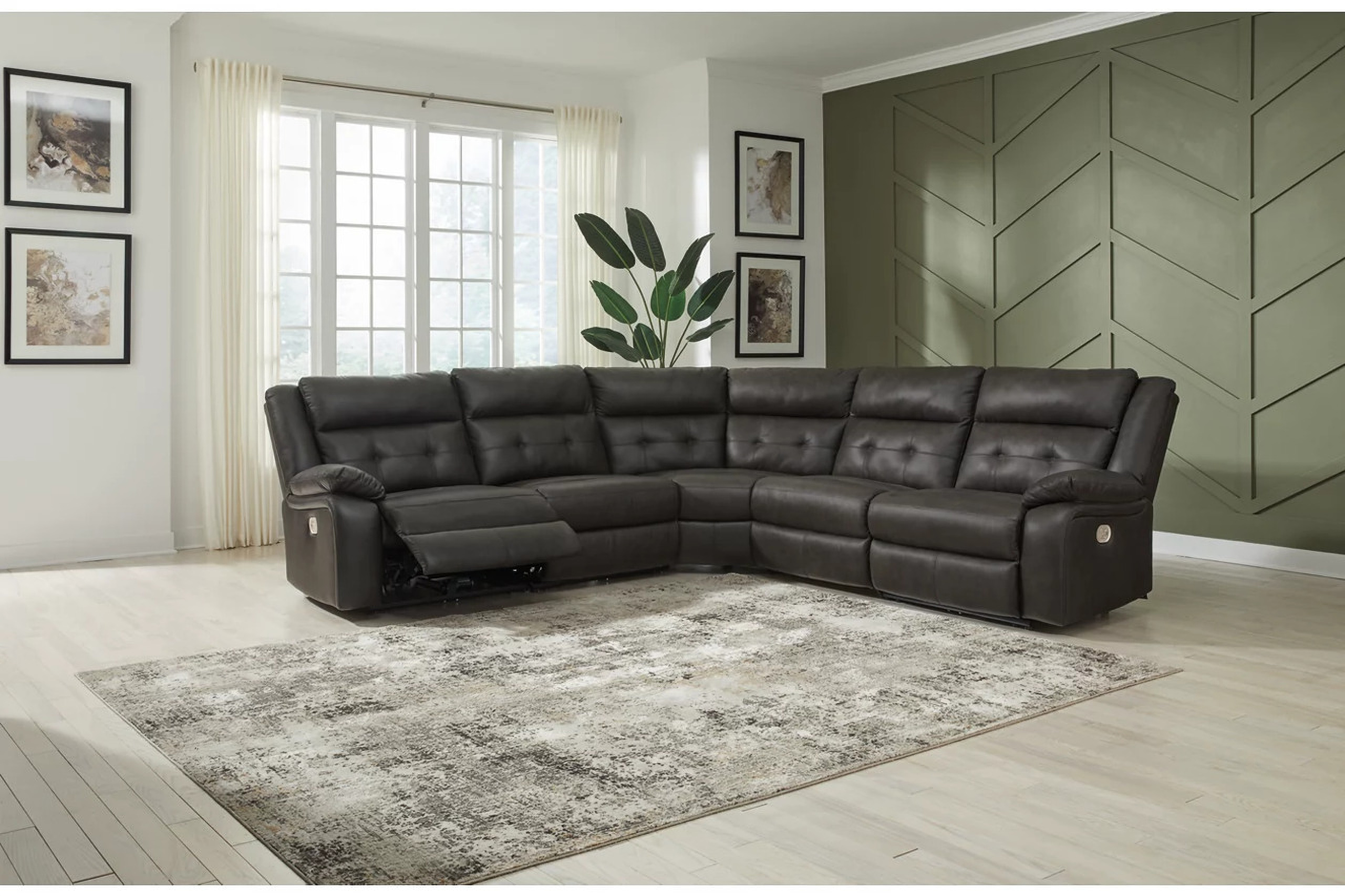 Mackie Pike 5-Piece Power Reclining Sectional In Storm by Ashley ...