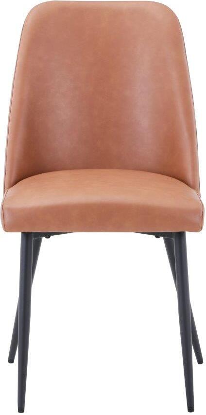 Mid Century Modern Light Brown PU Leather Armchair with Metal