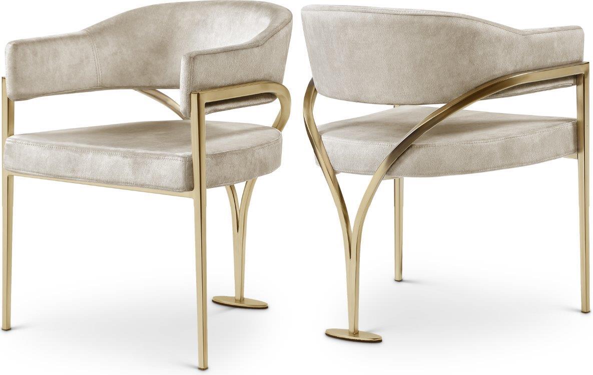 Madelyn Stone Velvet Dining Chair Set of 2 553Stone-C