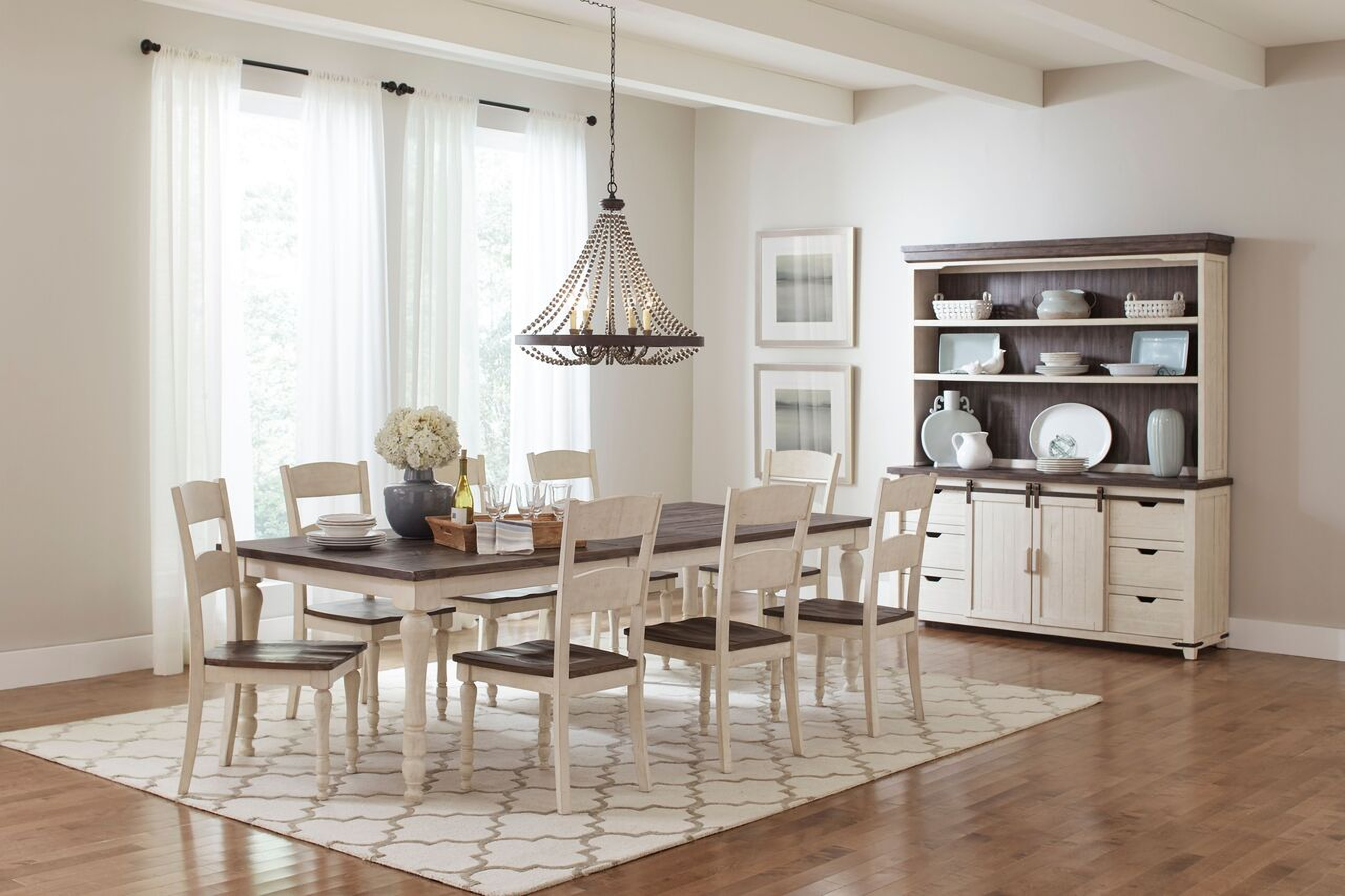 Madison County 106 Inch 9 Piece Dining Set In Vintage White by Jofran ...